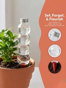 New 2pcs/Set Large Capacity Automatic Watering Device, Transparent Self-Absorbing Water Ball With Clay Spike, Slow Release Drip Irrigation Plug For Potted Plants, Home Gardening Hands-Free Watering Tool - Multicolor - View 7