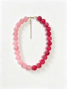 1 pièce Collier de perles bicolore en acier inoxydable avec effet de nuage, perles rondes géométriques bohèmes style européen & américain, accessoire pour femmes, cadeau de vacances, port quotidien - Collier en acier inoxydable orné de perles de résine faites à la main - Voir 23