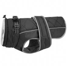 Dog Winter Coat, Thickened Warm Fleece Lining, Adjustable Pet Vest With Reflective Strip, Built-In Collar D-Ring, Outdoor Medium To Large Dog Jacket - Black - View 14