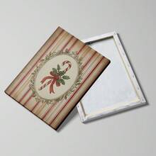 1pc Framed/Unframed Retro Candy Cane Christmas Holiday Canvas Poster Vintage Striped Traditional Xmas Festival Wall Art Print Kitchen Farmhouse Decor Painting For Apartment,Living Room,Bedroom,Modern Home Decoration - A - View 3