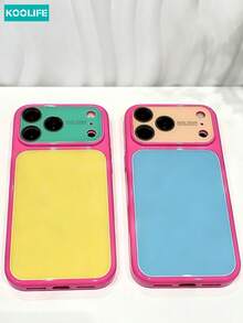 KOOLIFE Luxury Ins Style Summer Dopamine Color Block Phone Case, Compatible With IPhone 17 Pro Max, New 16 Pro Max, 15 Pro Max, 13 Pro, 13, 14 Pro Max - Magenta Edge + Blue Backplate - View 9