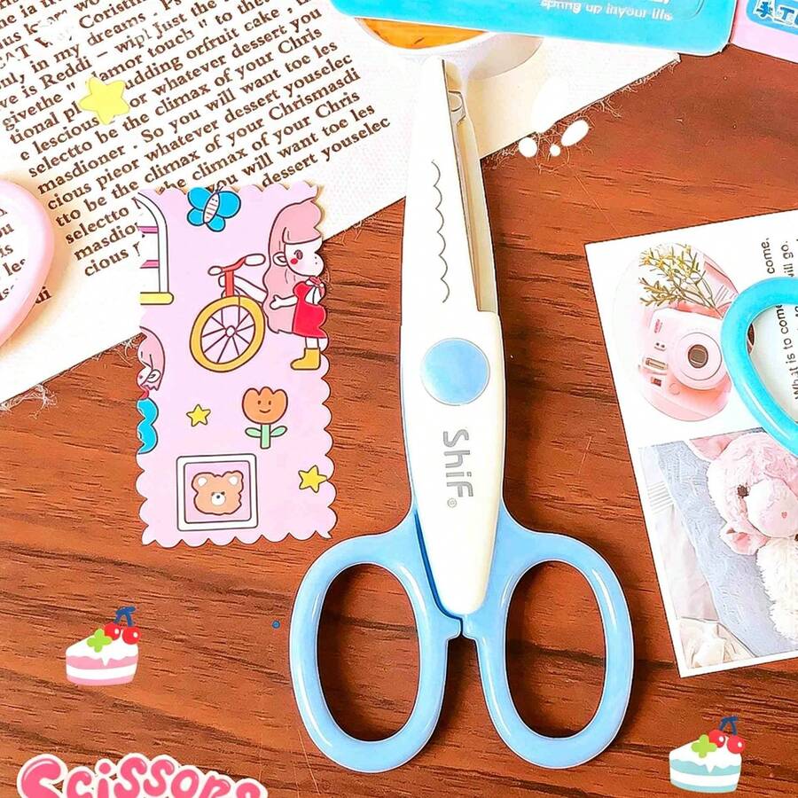 1pc Lace Scissors, Craft Scissors, 3 Styles Of Paper Cutting Lace, Wavy Edge Scissors, Handmade Design, Suitable For Crafts, Home And School Use - Multiple Colors and Random Styles - View 1