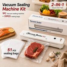 FAXHION Vacuum Sealing Machine Set, 51 Sealing Bags, Food Preservation And Storage, Automatic Vacuum Sealing And Plastic Sealing Functions, Dual-Mode Operation, Easy Button Operation, Suitable For Home Kitchen, Vacuum Packaging Tool, Christmas Gift - Multicolor - View 12