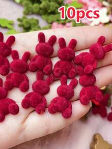 10pcs Resin Cartoon Rabbit Accessories, Suitable For Christmas Decoration, Phone Case Accessories And Hair Clips, Multi-Color Cute Rabbit Shape DIY Handmade Materials, Perfect As Christmas Theme Party Decoration Accessories And Christmas Ornaments - Multi-color - View 14