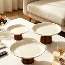 1pc Cream-Colored Wooden Base Decorative Tray, Space-Saving, Suitable For Home, Living Room, Dining Room, Kitchen, Bathroom, Home Decor Essential, Perfect For Wedding Season, Graduation Season, Can Hold Soap, Candles, Ideal Choice For Birthday Gift, Kitchen Accessory, Table Tray, Fruit Tray, Graduation Season Decoration - Cream - View 4