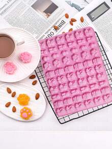Large Capacity 60-Cavity Mini Animal Pink Silicone Chocolate Mold, Easy Release High Temperature Resistant Cartoon Animal Gummy Mold, Multi-Cavity Bear Lion Silicone Baking Mold Suitable For Homemade Candy, Pudding, Handmade Scented Candles, Home Baking Essential - Multicolor - View 5