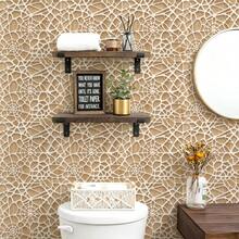 1 Roll 2D Spider Web Grid Self-Adhesive Wallpaper, Wood Grain Textured Geometric Removable Contact Paper, Peel And Stick Waterproof Decorative Wall Sticker, Modern Art Home Decor, For Bedroom, Living Room, Kitchen, Bathroom, Home Office, Room Decor - 1PC - View 1
