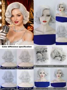 Women Retro Short Finger Wave Wig Multi Color Options High Temperature Synthetic Hair Breathable Mesh Cap Vintage Flapper Cosplay Wig For Retro Themed Party Halloween Carnival Costume Dress Up - Multicolor - View 6