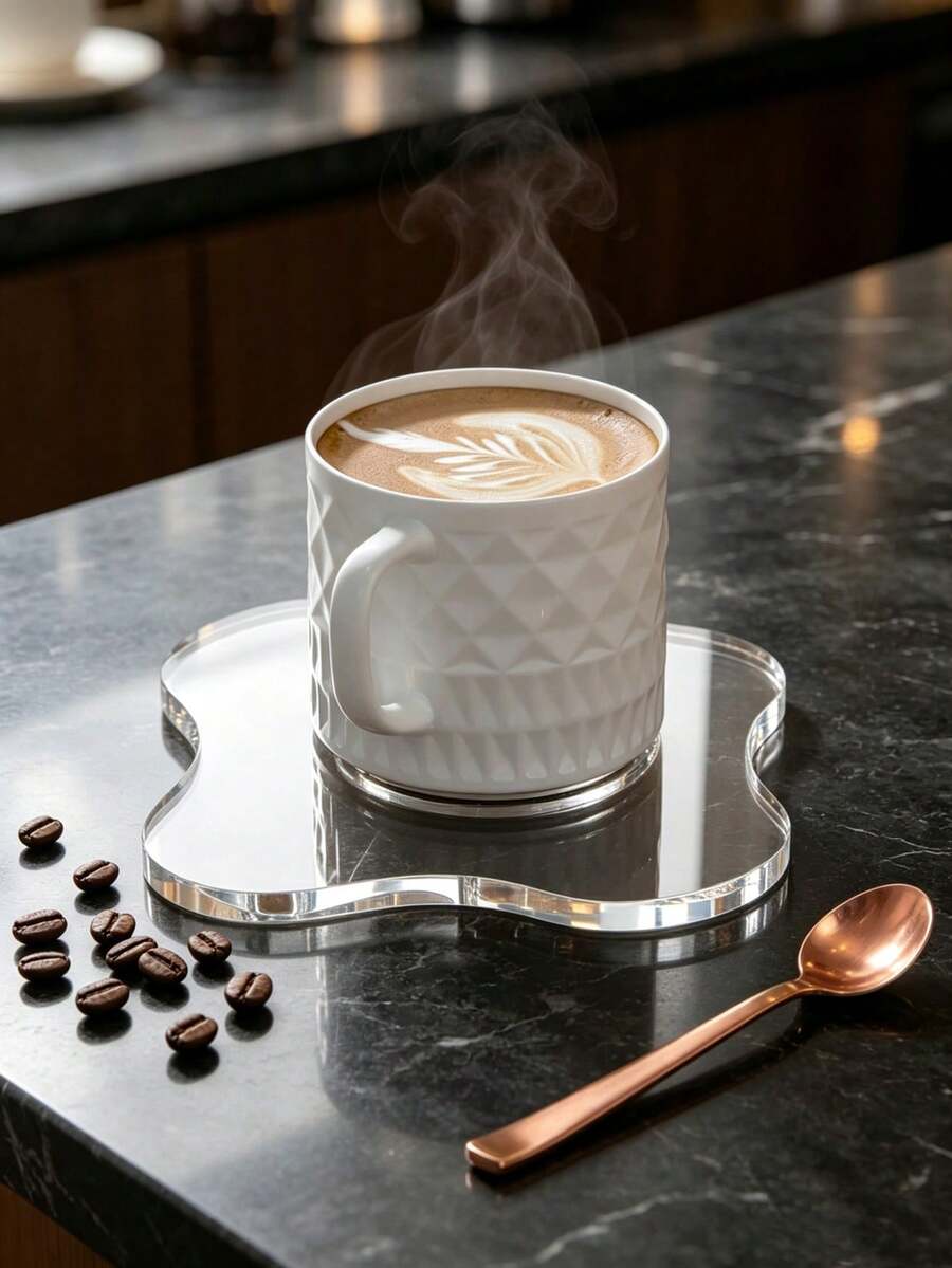 1pc Transparent Acrylic Coaster, Asymmetric Cloud Shaped, Heat Insulation Cup Mat & Desk Mat For Kitchen, Dining Room, Bedroom, Ideal Gift For Birthday, Graduation, Back To School, And Essential School Supply - Clear - View 1