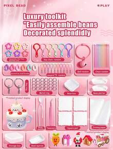 24/96 Colors Hot Melt Beads Creative Handmade Set, Includes Square Board, Multi-Layer Storage Box, Ironing Paper, Colorful Keychains, Decorative Accessories And Hanging Rope, Suitable For DIY Enthusiasts To Make Decorative DIY Puzzles, Easter Applicable - Multicolor - View 9