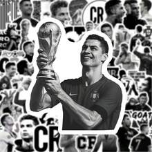 FIFA 50張 C羅 Cristiano Ronaldo 足球貼紙，黑白照片，7號球衣，賽場動作與肖像圖案，適合球迷 - 彩色 - 查看 2