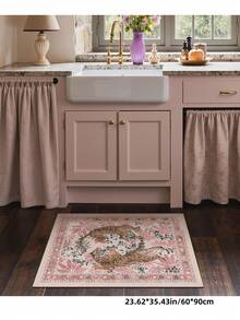 1pc Tiger Stripe Area Rug, Bohemian Style Washable Living Room Carpet, Vintage Soft Dining Room Rug, Non-Slip Wear-Resistant Large Rug, Suitable For Office, Bedroom, Living Room, Entryway Welcome Mat - Pink - View 3