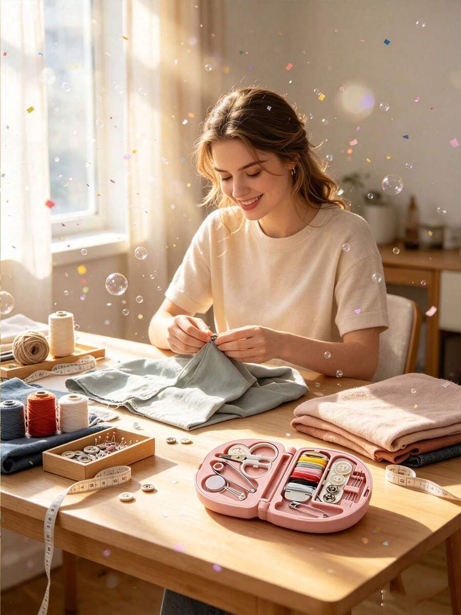 Mini Travel Sewing Kit - Portable Emergency Repair Tool Set, Suitable For Beginners, Travelers And Hotel Guests, Includes Various Threads, Scissors, Hand Sewing Needles And Extra Accessories - Compact And Lightweight, Easy To Use - Multicolor - View 1