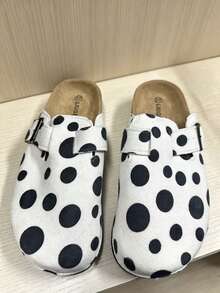 男士包頭套腳軟木拖鞋，情侶居家休閒鞋 - 黑白 - 查看 4