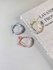 5/10pcs Pearl Hair Ties For Women, High Elasticity 4-Strand Hair Bands, Fresh Daily Hair Styling - Multicolor - View 8
