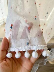 1pc Rod Pocket Cream Style Candy Gauze Cute Linen Sheer Curtain Childlike Window Curtain Short Sheer - Multicolor - View 6
