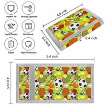 Sports Wallet, Football Basketball Badminton Combination Pattern Style, Ultra-Thin Tri-Fold Wallet, Coin Purse With ID Holder And Zipper Pocket, Ideal Gift Choice, Back To School, Birthday Gift - Multicolor - View 3