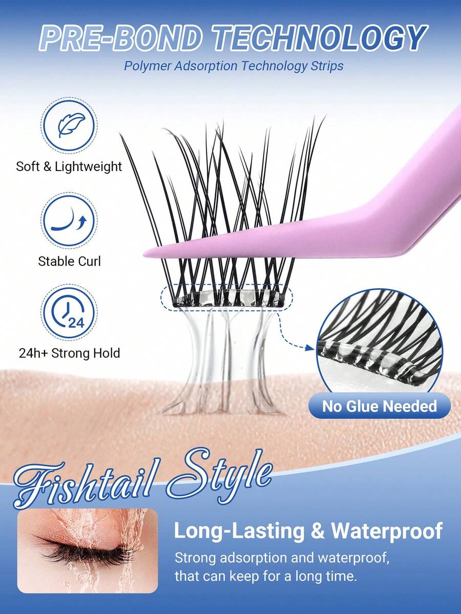 110 Clusters NAGARAKU Lashes Fishtail Fairy Manga Lash Cluster With Tweezer Long-Lasting Waterproof DIY Beginner Friendly Natural Anime Eyelashes Extension - View 1