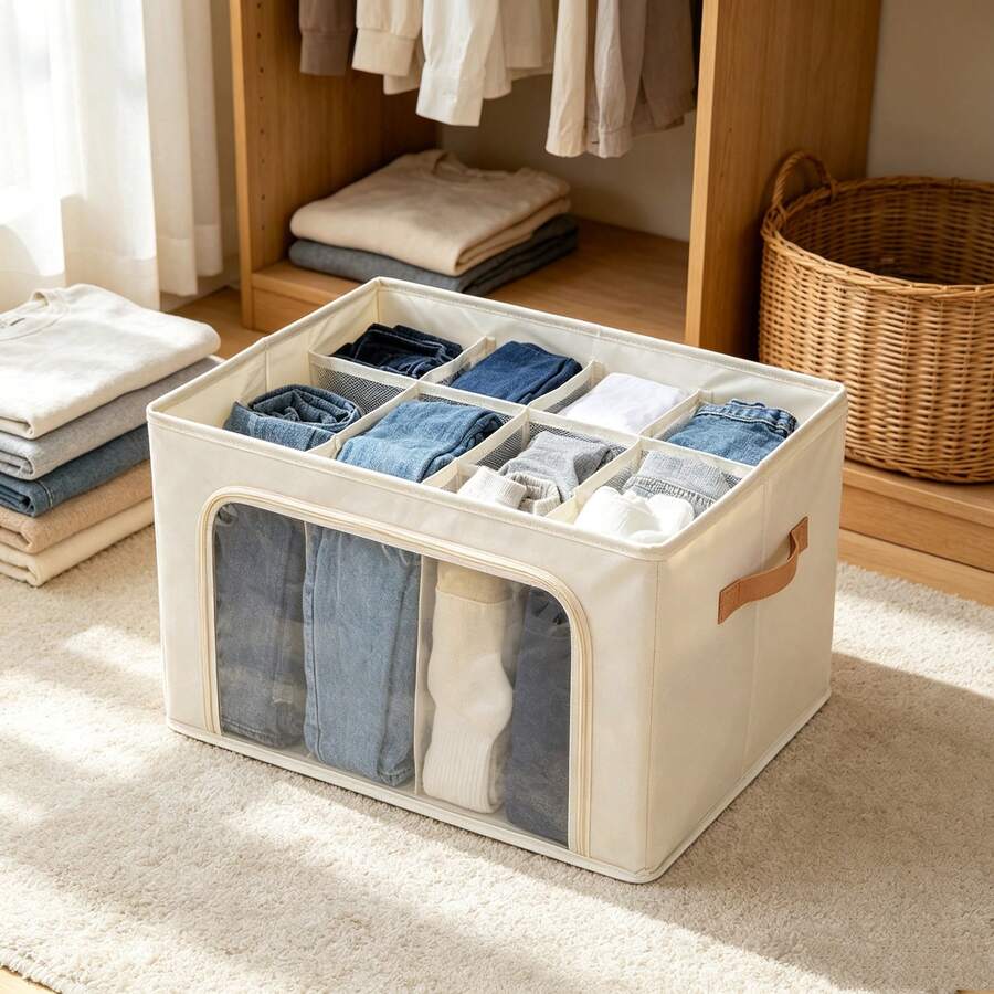 1pc [Foldable Shoe Storage Box] 4pcs Set Foldable Oxford Cloth Shoe Storage Box With Lid - Dust-Proof Shoe And Accessory Storage Box, Multi-Functional Closet Divider, 12-Grid Design With Dust-Proof Cover, Bedroom Storage Closet Accessories Home Organization - Multicolor - View 1