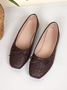 Women's Summer New Fashion Flat Shoes, Hollow-Out Buckle Design, Comfortable Wear, Suitable For Travel, …Vacation, Mother's Day,Ballet Flat - Brown - View 2
