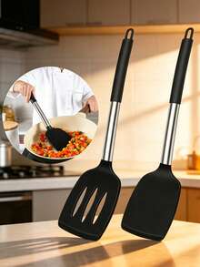 1 pieza/2 piezas Espátula de silicona, Espátula antiadherente, Volteador de panqueques, Espátula de silicona ranurada grande, Utensilio de cocina, Adecuado para cocinar, hornear, saltear, cocinar, mezclar, Esencial de cocina, Accesorio de cocina, Regalo para mujeres, Regalo familiar, Decoración de jardín al aire libre, Decoración de habitación, Regalo para maestros, Decoración de boda, Accesorio festivo, Jardín, DIY, Decoración de dormitorio, Decoración de cocina, Esencial de dormitorio, Cuarto de almacenamiento, Decoración navideña, Esencial de viaje, Suministros para despedida de soltero, Accesorio de escritorio de oficina, Decoración del hogar - Multicolor - Ver 1