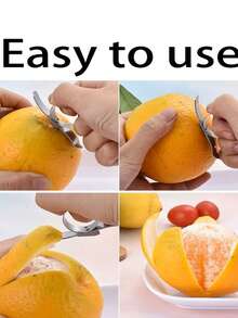 Stainless Steel Orange Peeler, Finger Ring Citrus Peeler, Grapefruit Peeler, Peeling Tool, Suitable For Various Fruits, Orange, Citrus, Lemon, Pomelo, Dragon Fruit, Etc., Suitable For Home, Kitchen, Restaurant, Bakery, Cake Shop, Fruit Store - Multicolor - View 4