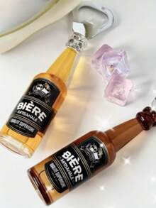 Creative Beer Bottle Shaped Bottle Opener, 2 Colors Available, Multi-Functional Home Fridge Magnet, Fun Magnetic Bottle Opener, Kitchen Decor & Bar Accessory - View 7
