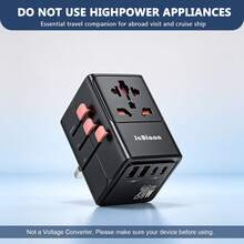 20W GaN Universal Travel Adapter 8 In 1 All In One International Plug With 2USB-A+2USB-C Fast Charging Ports, Worldwide Power Adaptor For UK EU US AU Travel - Black - View 7
