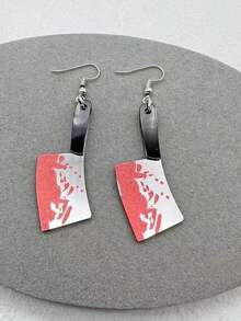 1 Pair Halloween Horror Blood Mirror Knife Earrings, Suitable For Halloween Party And Horror Cosplay Costume - Red - View 6