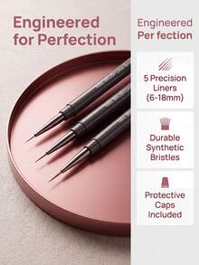 5pcs Nail Liner Brush Set DIY Painting Pattern Striped Pen Size 6/9/12/15/18mm Handle With Cap Nail Art Pen - Multicolor - View 8