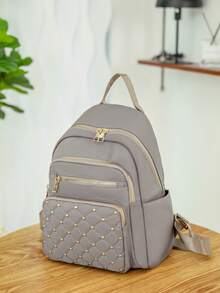 Balo du lịch nylon màu đỏ thời trang cho nữ - rộng rãi và đa năng với dây đeo điều chỉnh được, chi tiết tua rua và khóa kéo bền bỉ - Nhiều màu - Xem 3
