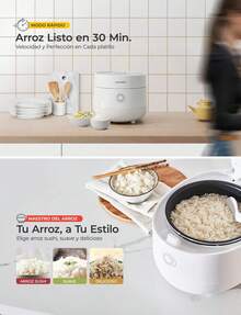 Olla Arrocera Inteligente 6 Tazas Crudas / 12 Cocidas, Temporizador, Función Mantener Caliente, Vaporizador de Alimentos, Recipiente Antiadherente, Blanca (CR-0675FW) - Ver 5