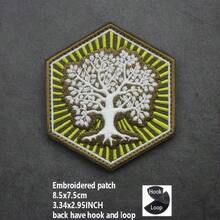 戶外露營六角形刺繡魔鬼氈補丁，自然風景刺繡布貼 - 生命之樹 - 查看 6