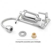 Torneira Com Filtro Tubo Flexível para Cozinha Gourmet Pia Parede Cone Abs 2 Modos de Jato - Prata - Visão 10