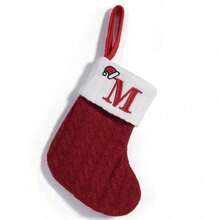1pc Cute Letter Christmas Sock Decoration Creative Christmas Tree Hanging Ornament Woolen Knitted Socks Decor Prop - A - View 35