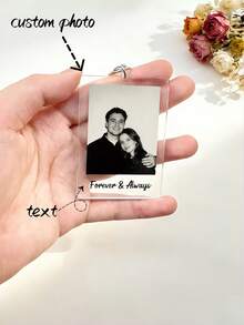 Custom Photo Acrylic Keychain, Personalized Couple Name Bag Charm, DIY Photo Key Chain, Cute Bag Pendant Accessory, Valentine's Day Gift - Multicolor - View 2