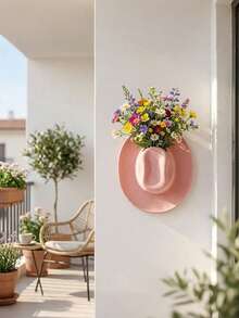 Western Cowboy Hat Wall Hanging Planter, Resin Wall Hanging Vase, Suitable For Artificial Flowers, Country Farmhouse Style Decor, Suitable For Entryway, Living Room, Bohemian Southwestern Style Room Decoration - Multicolor - View 6