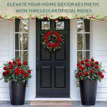 1/12/24Pcs Artificial Velvet Silk Roses With Long Stems, Realistic Soft Touch Faux Flowers Bouquet, For Wedding Home Party Table Centerpiece Decor Valentine's Day Gift - Black/Red/Pink Available - Multicolor - View 1