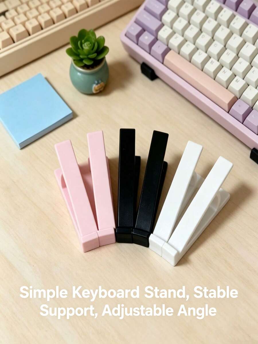2pcs/1set Minimalist Keyboard Stand, Ergonomic Tilted Angle Design, Effectively Reduces Hand Fatigue, Sturdy And Stable, Suitable For Remote Workers And Students, Durable Keyboard Holder, Keyboard Stand/Keyboard Lifter, Room Decor, Office Desk Accessory - A - View 1