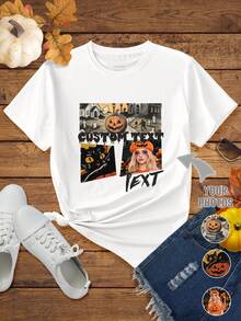 DIY Custom Women's Personalized T-Shirts,High-Resolution Photos:Lover/Friend/Family/Pet,Slogans,Name,Fun Letters ,Valentine,Birthday,Anniversary - White - View 1
