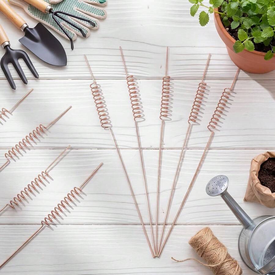 10pcs Electric Plant Support Stakes, Long Soft Copper Wire Pure Copper Garden Support Rods For Gardening Plants And Vegetables - Redwood - View 1