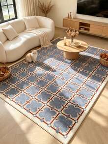 1pc Vintage Style Blue Plaid Decorative Rug, Living Room Carpet, Bedside Plush Rug, Autumn/Winter Rug, Thick Rug, Large Living Room Rug, Bedroom Rug, Living Room Home Decor, Outdoor Rug, Washable Rug - Multicolor 3 - View 5