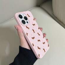 1件裝 臘腸狗圖案透明太空殼全包覆 TPU 手機殼 - 彩色 - 查看 3