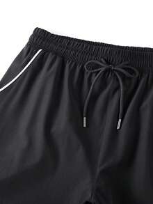 Women's Loose Straight Leg Casual Sports Long Pants, Drawstring Waist, Side Stripes, Suitable For Daily Wear And Outdoor Activities, Autumn - Black - View 5