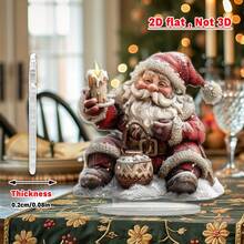 2D Datar, 1 buah, Ornamen Lilin Hangat Natal untuk Dekorasi Meja, Hadiah Natal, Dekorasi Meja Akrilik, Cocok untuk Suasana Rumah dan Kantor - A - View 4