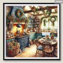 1PC DIY 5D Diamond Painting Kit Christmas Kitchen Pattern - Round Full Drill Art Mosaic Craft, Home Wall Decor, Unframed - No Frame - View 2