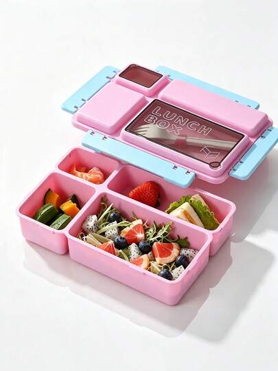 1pc Lunch Box With Airtight Lid, Insulated Bento Box, Student Lunch Container, Portable Sealed Divided Lunch Box, Microwave And Dishwasher , Suitable For School, Work, Picnic Food Carrying, Back To School Essential