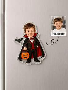 Custom Photo Acrylic Halloween Fridge Magnet Face Picture Refrigerator Magnets Vampire Pumpkin Skeleton Decor Kids Party Gift - Multicolor - View 2