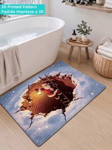1pc 3D Cute Cartoon Christmas Welcome Doormat, Outdoor Rug, Hallway Carpet, Area Rug, TPR Backing Non-Slip Mat, Suitable For Bathroom, Indoor, Hallway, Bedroom, Living Room, Bedside, Machine Washable Easy To Clean, Entryway Mat, Home Decor - Multicolor - View 6