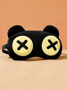 Cute Cartoon Bear Eye Mask - Soft Polyester Fiber Light-Blocking Sleep Mask, Adjustable Zipper Design, Yellow & Black Color, Suitable For Travel, Work, Napping - No Battery Required, Durable Material, Office Employee Essential - Upgraded Version - View 6